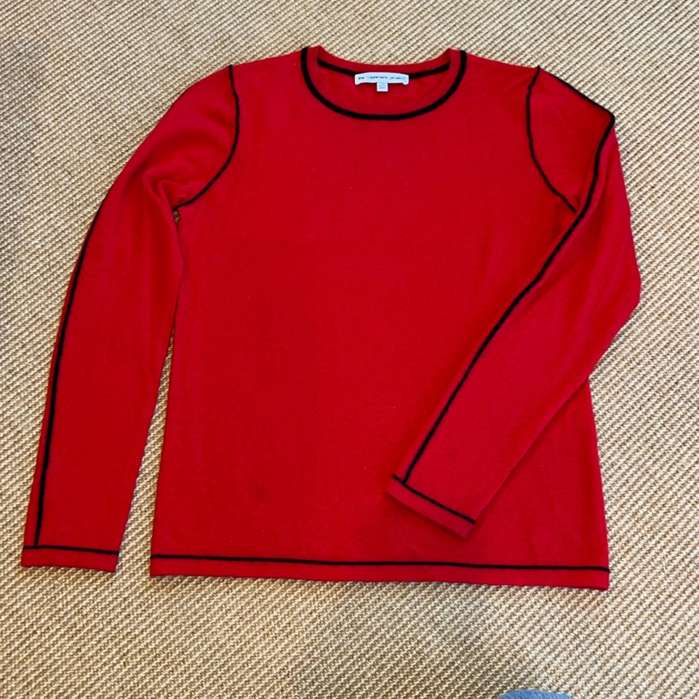 The Cashmere Project Red Sweater w/ Black Trim